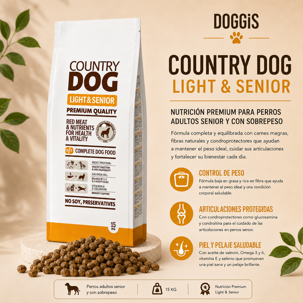 Country Dog Food Light & Senior 15Kg