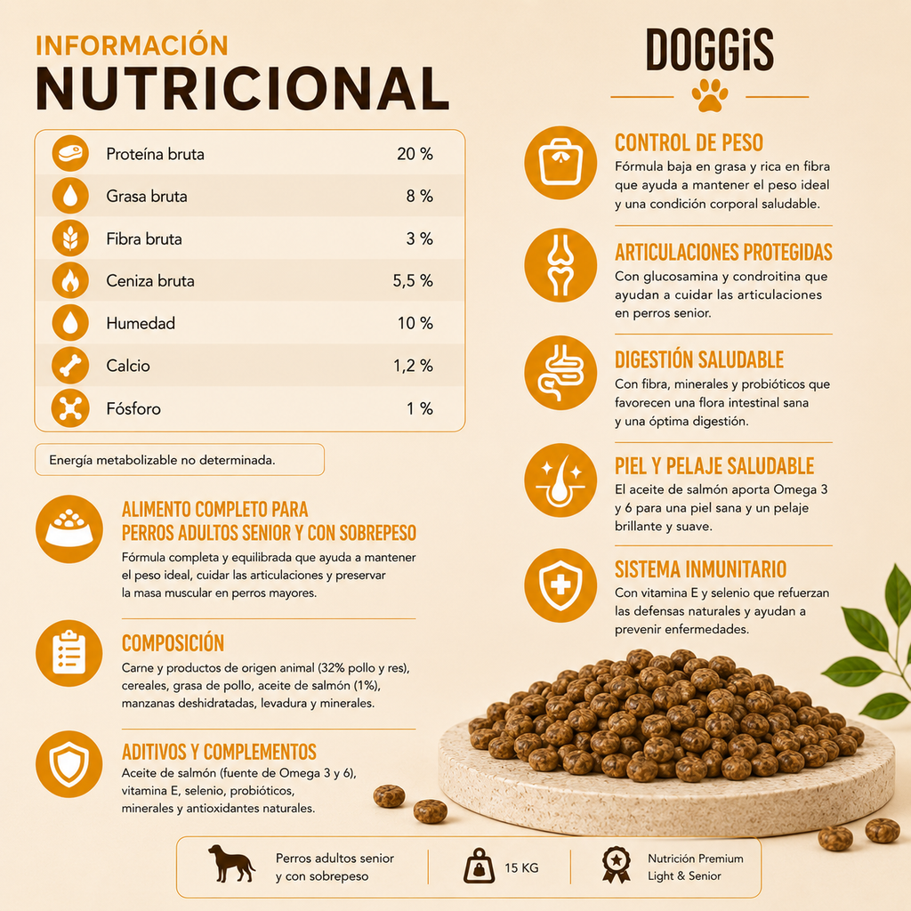 Country Dog Food Light & Senior 15Kg
