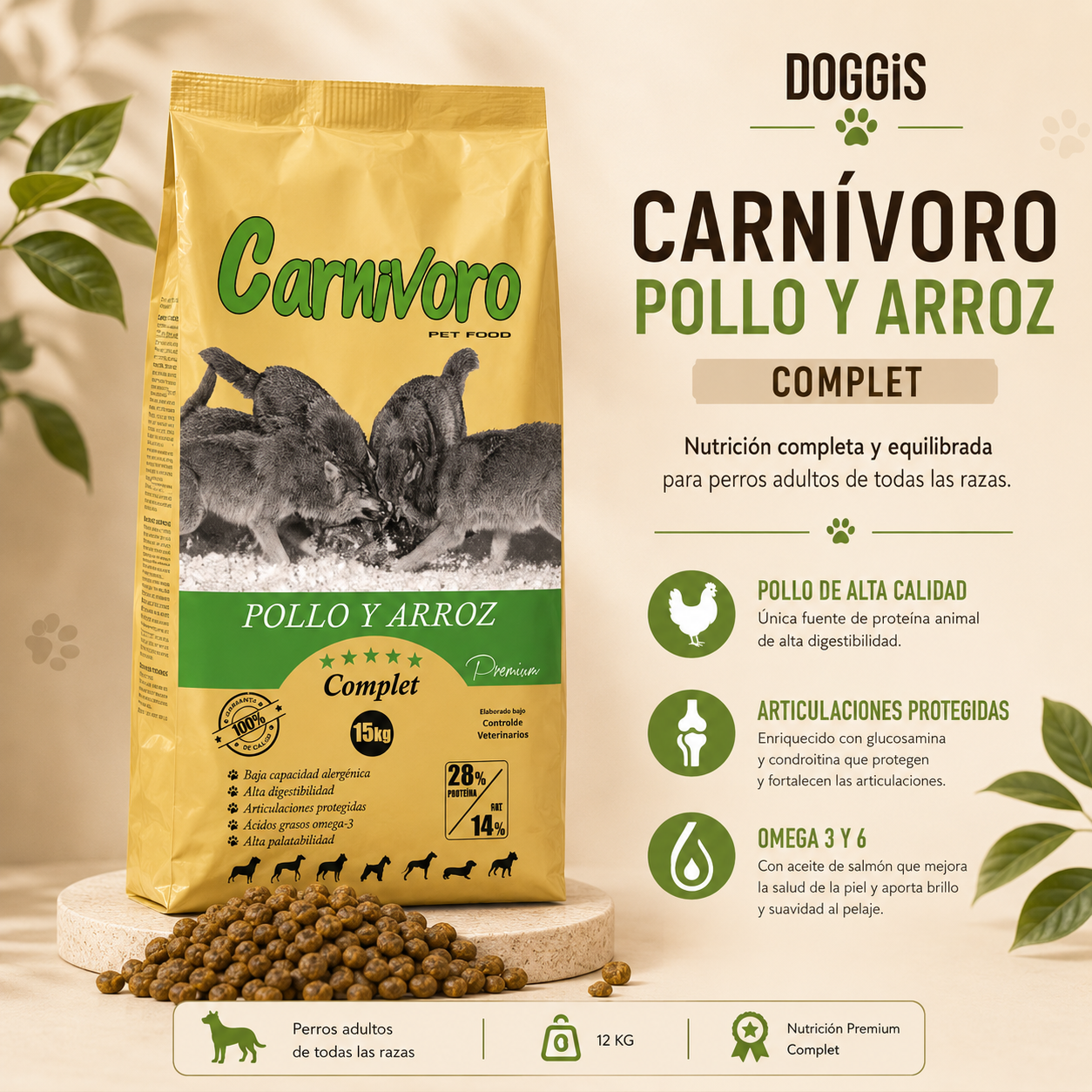 Carnívoro Complet Pollo Arroz 12kg