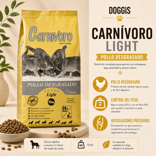 CARNIVORO LIGHT & SENIOR POLLO DESGRASADO 12KG (GRIS)