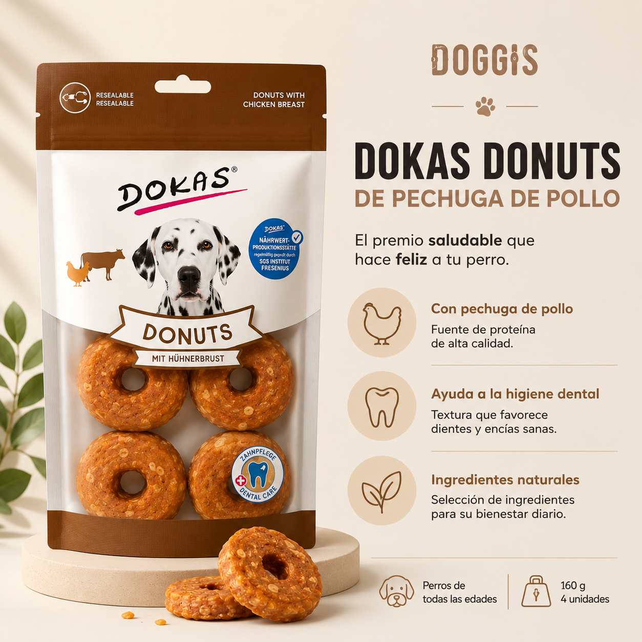 Dokas Donuts de Pechuga de Pollo 160 g (4 Unidades)